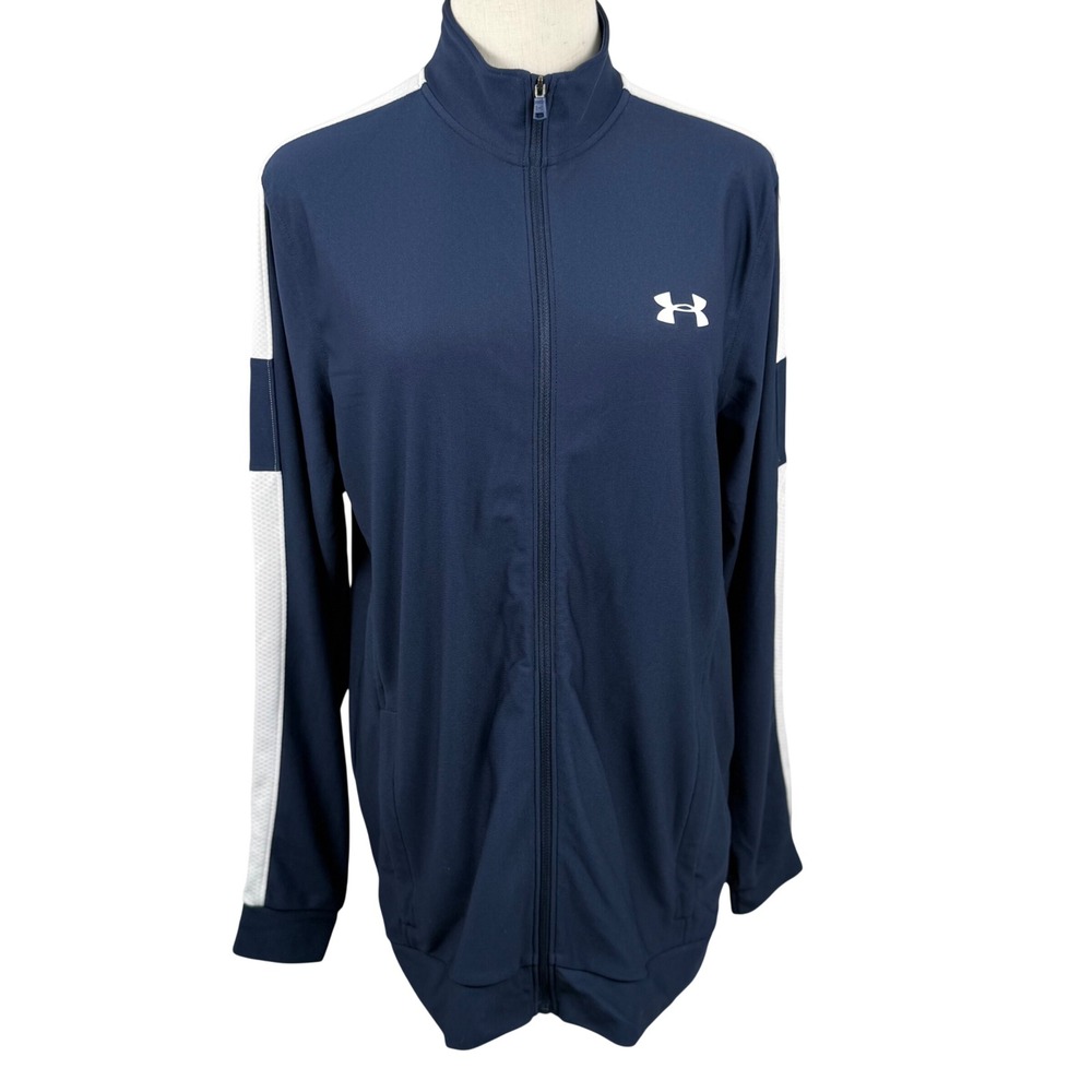 Under Armour Mens M Twister Full Zip Track Jacket Blue 1347293 Fitted Sportswear